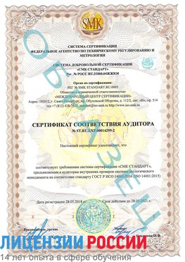 Образец сертификата соответствия аудитора Образец сертификата соответствия аудитора №ST.RU.EXP.00014299-2 Кирово-Чепецк Сертификат ISO 14001