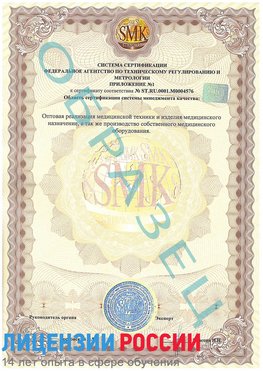 Образец сертификата соответствия (приложение) Кирово-Чепецк Сертификат ISO 13485