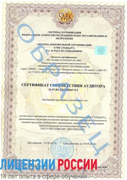 Образец сертификата соответствия аудитора №ST.RU.EXP.00006174-3 Кирово-Чепецк Сертификат ISO 22000