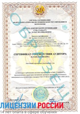 Образец сертификата соответствия аудитора №ST.RU.EXP.00014299-1 Кирово-Чепецк Сертификат ISO 14001